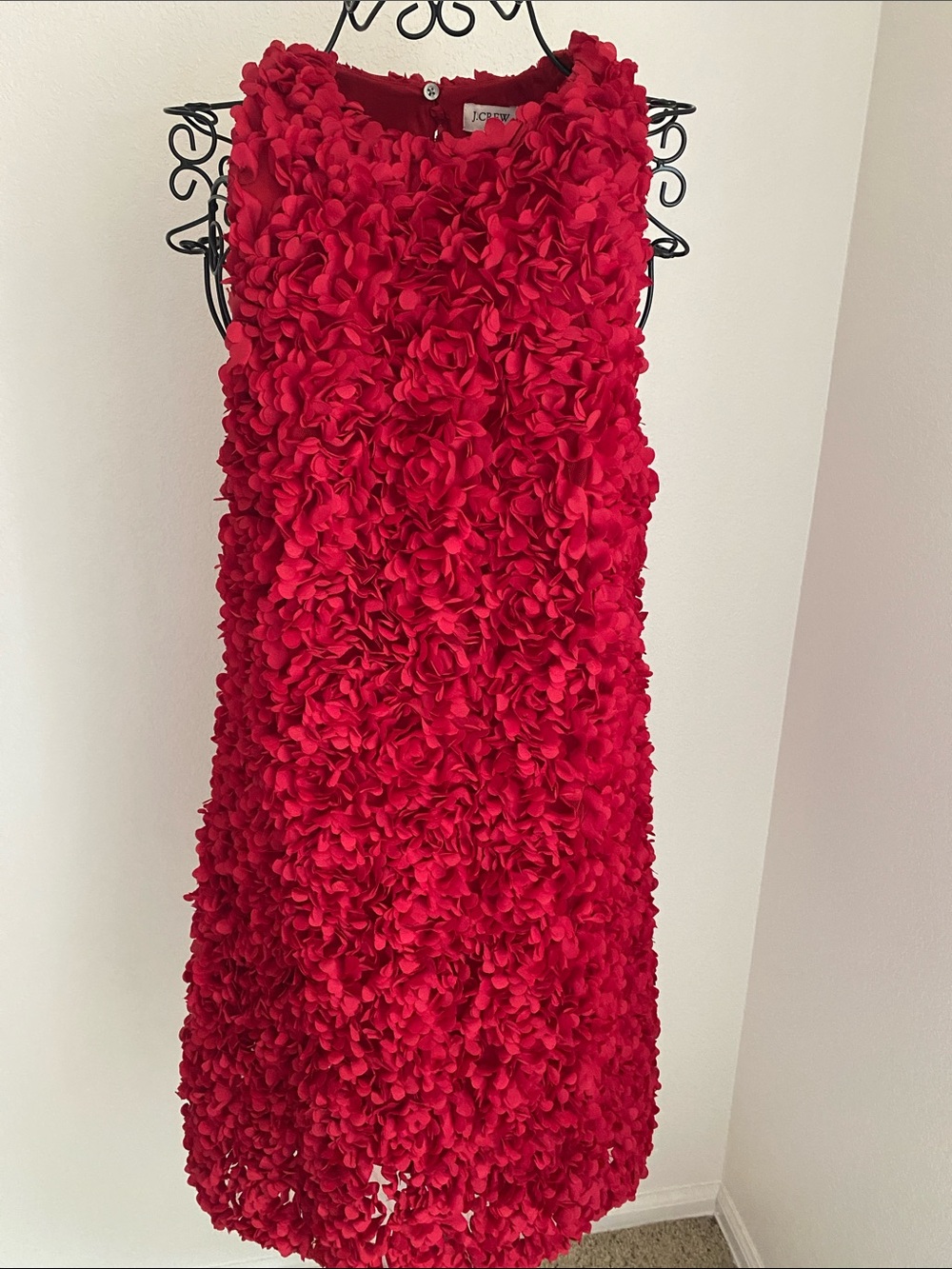 J. Crew Scarlet Red Petal-Textured Party Dress